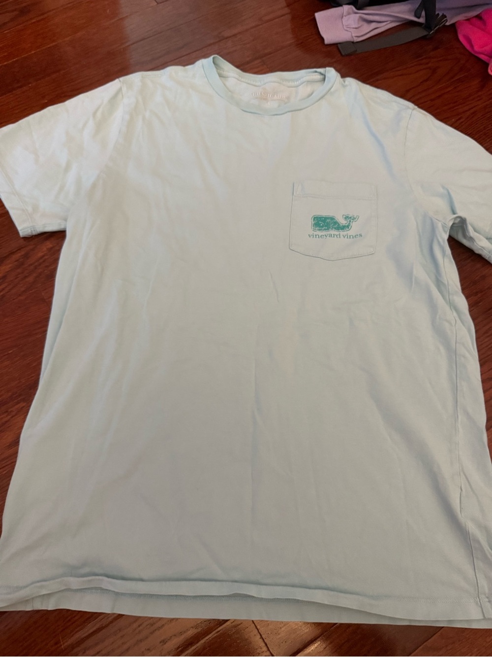 Vineyard Vines Pale Blue Short Sleeve Pocket Tee with Whale